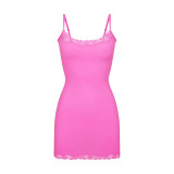 Strap dress sexy tight fitting hip hugging lace short skirt