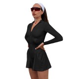 Zipper plastic waist jumpsuit jumpsuit jumpsuit shorts