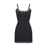 Strap dress sexy tight fitting hip hugging lace short skirt