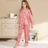 Parent child sleepwear set, simulated silk Christmas two-piece set, winter