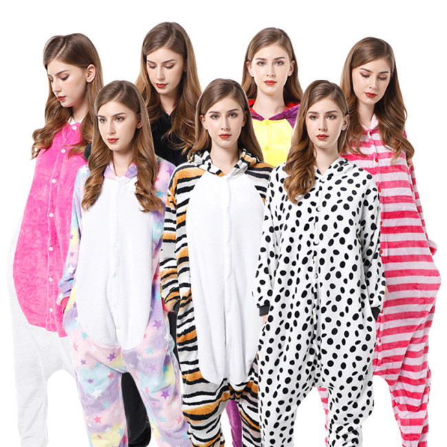 Cartoon jumpsuit pajamas flannel couple funny pajamas home clothes
