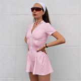Zipper plastic waist jumpsuit jumpsuit jumpsuit shorts