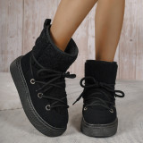 Large thick soled snow boots with plush sponge sole cotton shoes