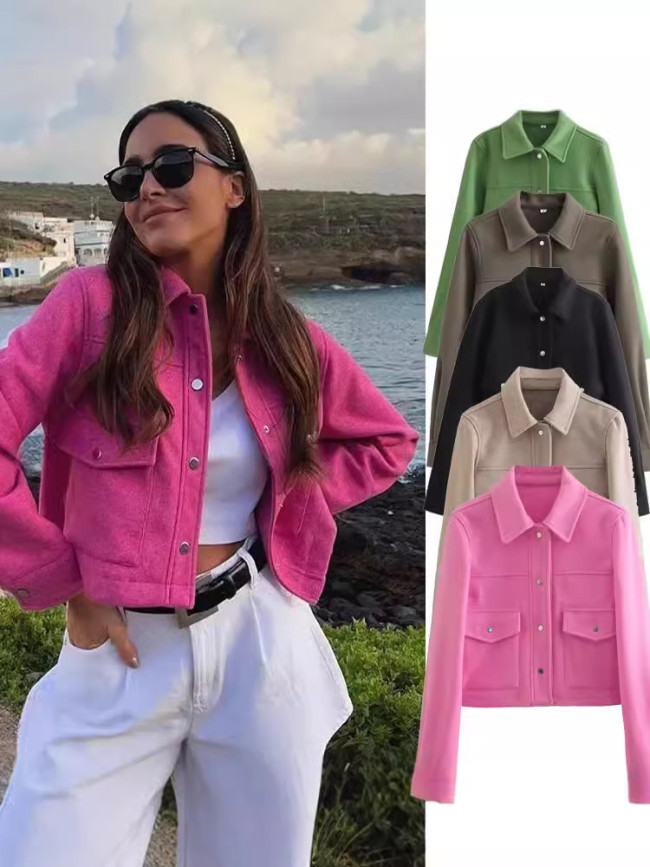 Women's casual shirt, woolen coat, top