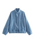 15 color loose casual jacket street Y2K stand up collar concealed button jacket