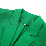 Christmas green sexy buttonless cropped short top and wide leg pants set