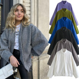 15 color loose casual jacket street Y2K stand up collar concealed button jacket