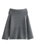 Women's clothing style simple one shoulder long sleeved sweater top
