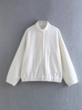 15 color loose casual jacket street Y2K stand up collar concealed button jacket