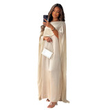 M7955 women's round neck loose swing Middle Eastern long robe chiffon dress