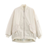 Loose zipper flying cotton jacket, women's jacket, cotton jacket