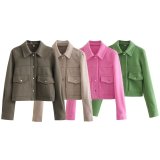 Women's casual shirt, woolen coat, top