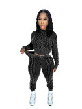 HR23111   Water washed vintage style knitting diamond Fried Dough Twists pullover sweater suit