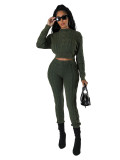 HR23111   Water washed vintage style knitting diamond Fried Dough Twists pullover sweater suit