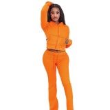 A8076 hooded zipper hoodie two-piece set