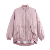 Loose zipper flying cotton jacket, women's jacket, cotton jacket