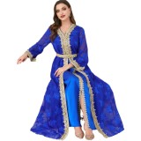 3213 Middle Eastern Arab clothing V-neck long sleeved two-piece dress