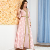 3213 Middle Eastern Arab clothing V-neck long sleeved two-piece dress