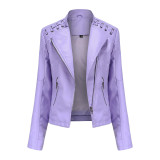 Leather jacket women's short jacket slim fit thin leather jacket women's motorcycle suit