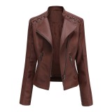 Leather jacket women's short jacket slim fit thin leather jacket women's motorcycle suit