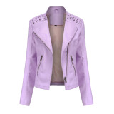 Leather jacket women's short jacket slim fit thin leather jacket women's motorcycle suit