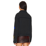 Slim fit versatile badge label short jacket trendy