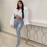 Sexy faux fur short jacket