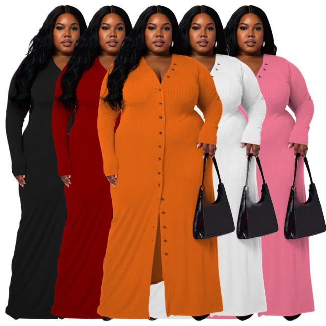Large size women's European and American sexy slit dress N7701