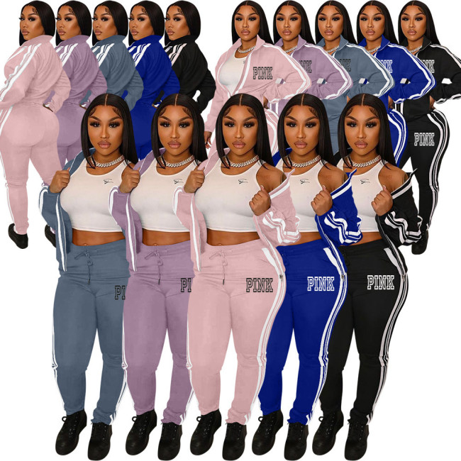 YM293 Printed Splicing Sports Set Two Piece Set