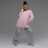 Loose and comfortable round neck pullover long sleeved woolen top