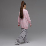 Loose and comfortable round neck pullover long sleeved woolen top