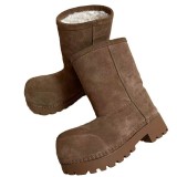 Thick soled, height increasing, anti slip short boots with plush, thick and warm cotton boots