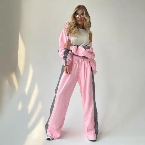 Sports style lapel jacket casual pants two-piece set for women