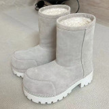 Thick soled, height increasing, anti slip short boots with plush, thick and warm cotton boots