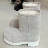 Thick soled, height increasing, anti slip short boots with plush, thick and warm cotton boots