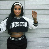 XY24370 casual slim fit baseball hoodie short skirt set for women