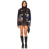 Slim fit versatile badge label short jacket trendy