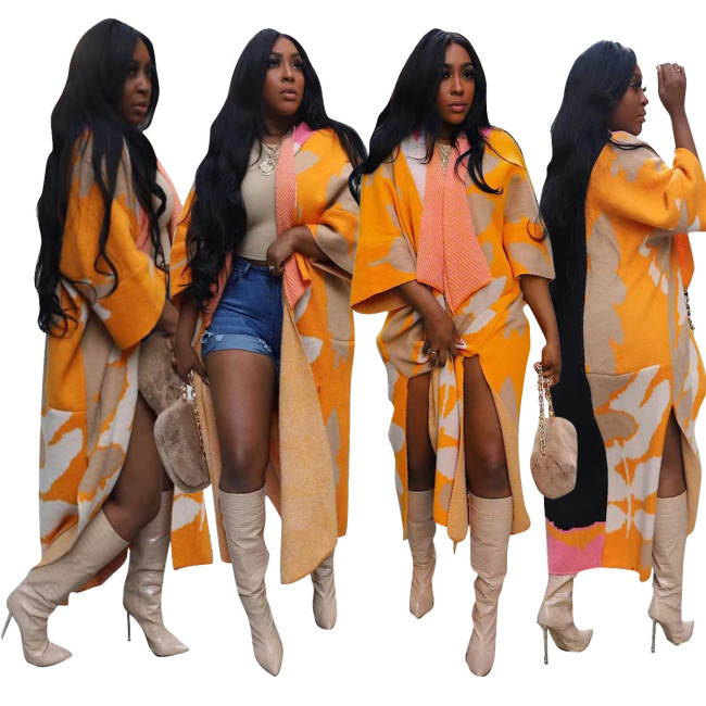 TS1287 women's casual short sleeved knitted long jacket