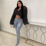 Sexy faux fur short jacket