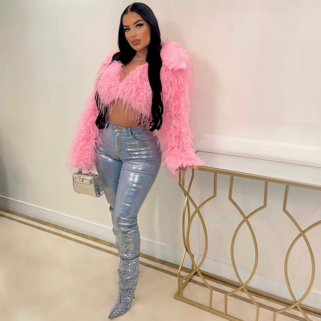 Sexy faux fur short jacket