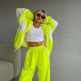 Sports style lapel jacket casual pants two-piece set for women