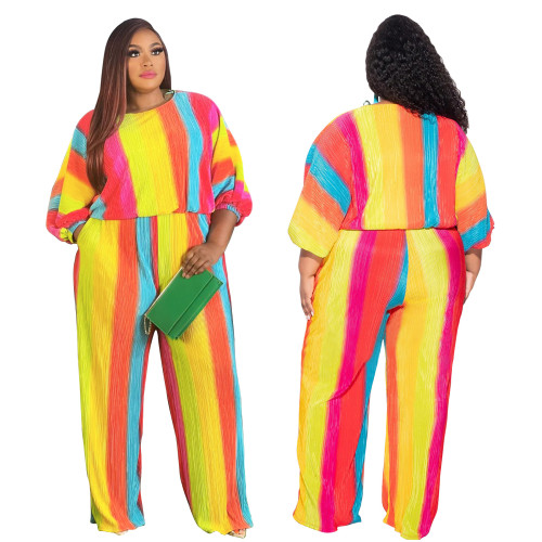 N8035 new round neck long sleeved 5D thick casual two-piece set