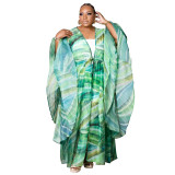 N8020 digital printing slimming and shoulder covering vacation and leisure two-piece set