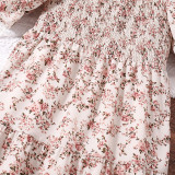 Mother daughter parent-child dress with bubble sleeves and floral princess skirt, children's dress