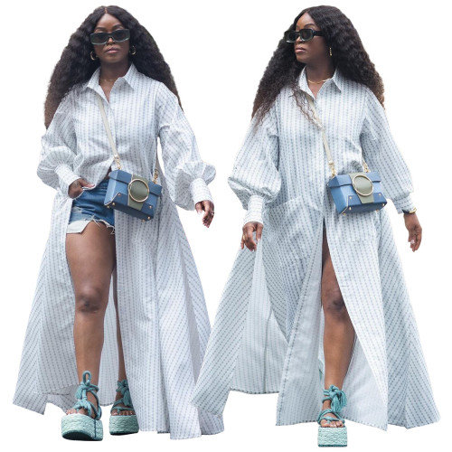 N8050 printed fashionable casual long size shirt skirt