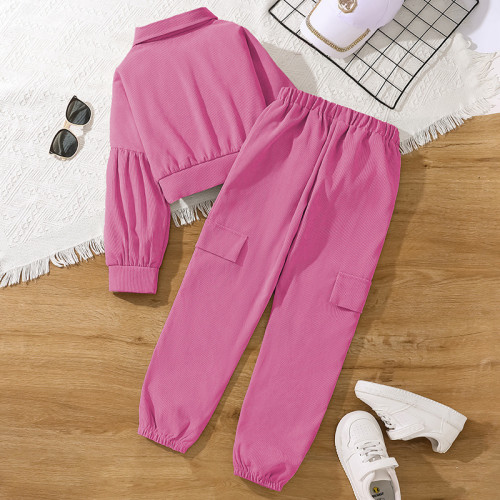 Children's clothing long sleeved jacket work pants two-piece set for children