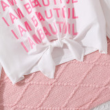 Girls' early autumn set, letter long sleeved top, half skirt two-piece set