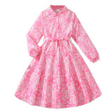 Printed long sleeved girls' dress