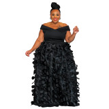 N8052 plus size dress with high waist for slimming and elegant banquet evening gown