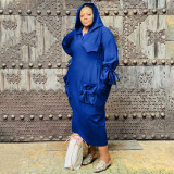 N8042 casual and fashionable plus size hooded dress